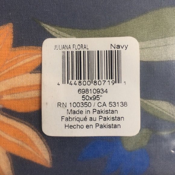 2 NAVY Wild Sage Julianna Floral Rod Pocket Window Curtains each is 95"L x 50"W - Picture 10 of 10